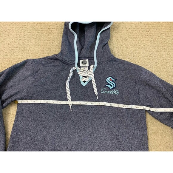 Seattle Kraken NHL Womens Lace Up Pullover Jersey Hoodie Slate Blue Small - Picture 8 of 10